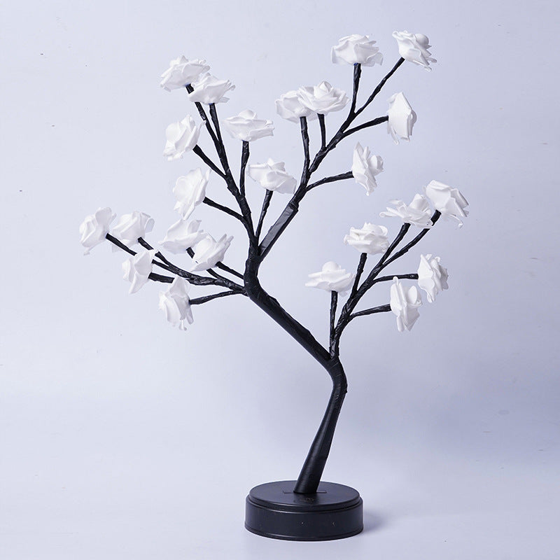 3D LED Rose Flower Tree Table Lamp | USB | 5V | 380×120×450mm | IP42 | 50,000hr | Bendable Branches | 10 Colours | Bedroom, Wedding & Valentine’s Gift