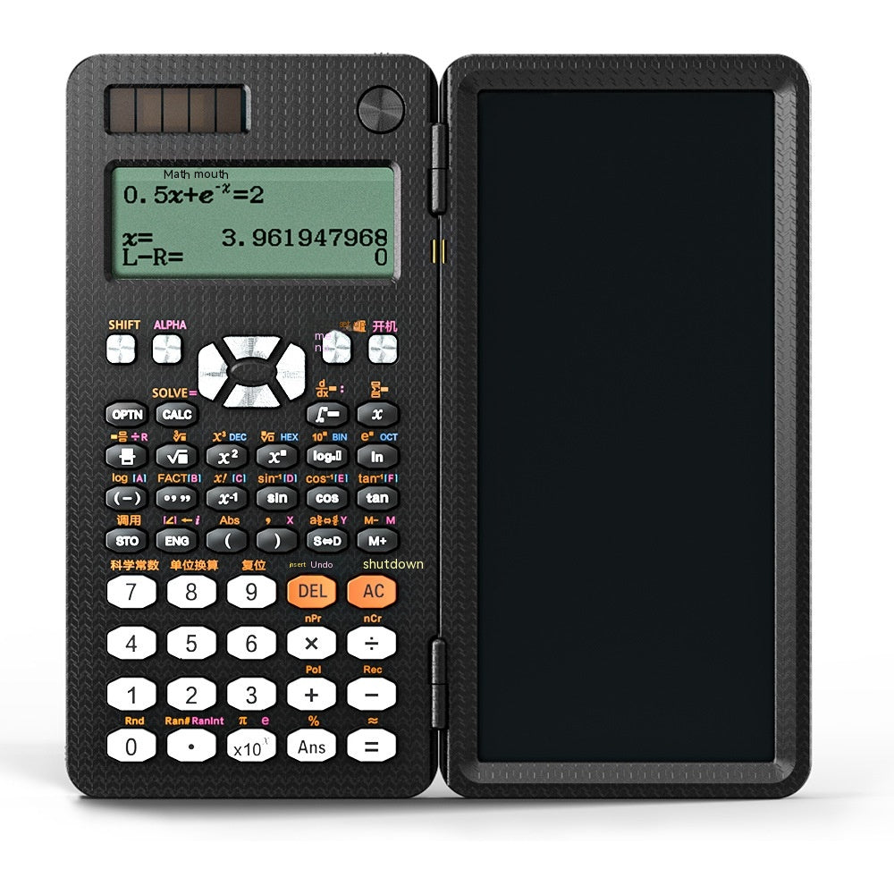 2-in-1 Foldable Scientific Calculator & LCD Writing Tablet | Reusable Notepad | Eye-Care Screen | MS349, ES417 & CNX498 | English & Chinese