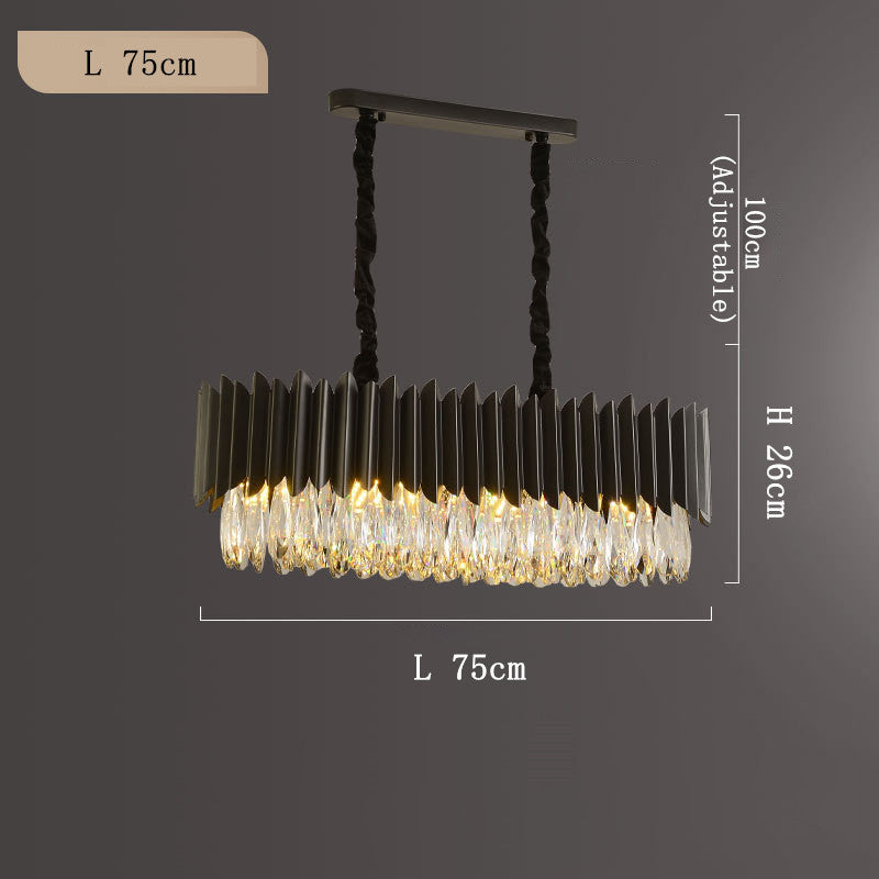 Modern Black Iron & K9 Crystal LED Chandelier | Tricolor Dimming, 7 Sizes, Round & Oval, 111-240V