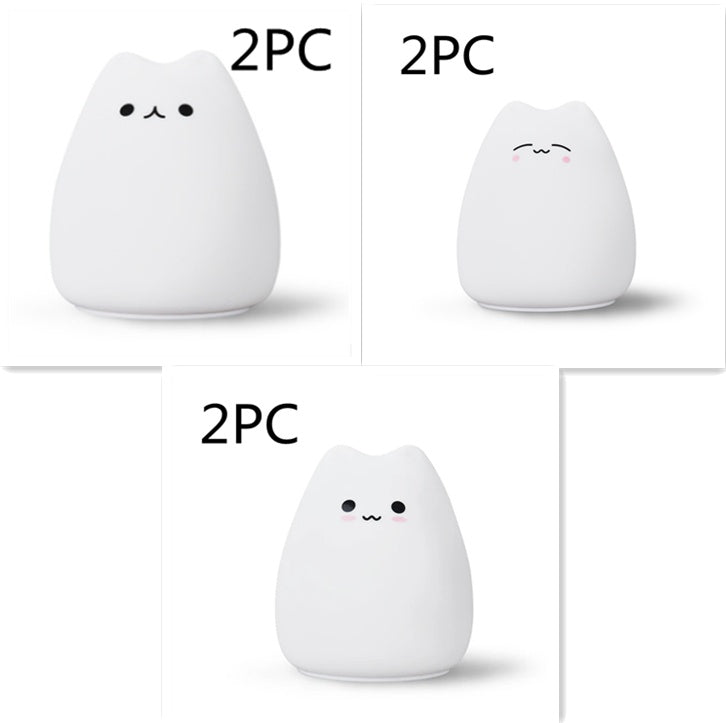 Cat-Shaped Silicone LED Night Light | Touch Sensor | 7-Colour Changing | 15hr Battery | USB & Battery | Kids, Bedroom & Gifting