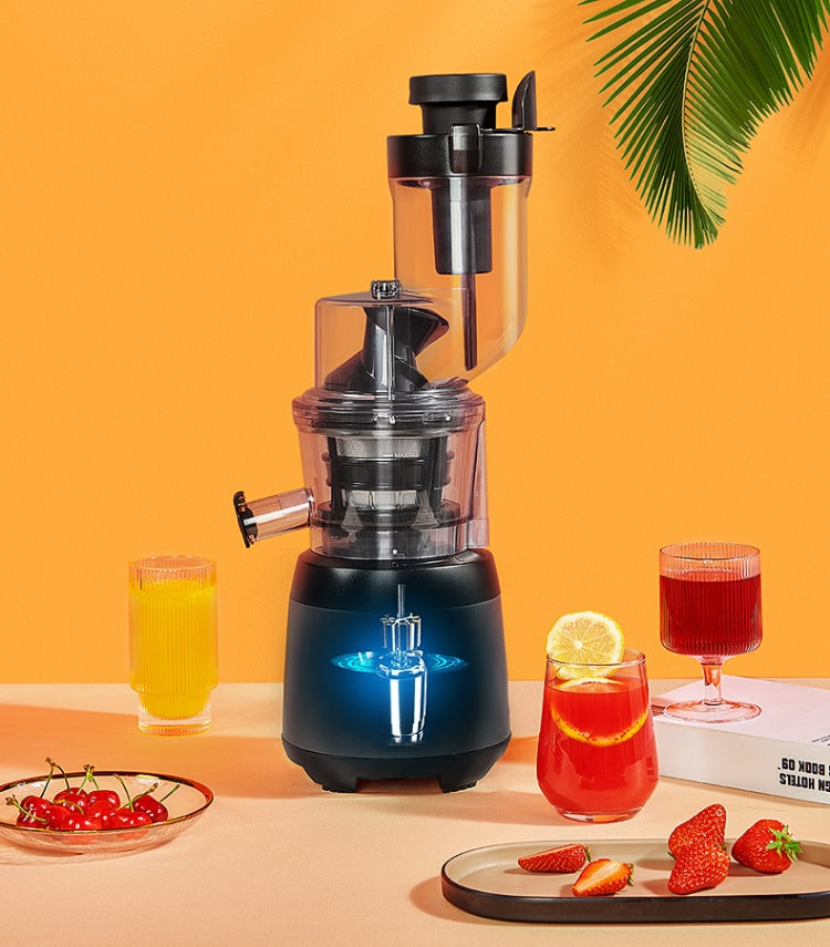 Wide-Mouth Slow Juicer with Multi-Function Separator | 90mm Feed, 600ml, Mechanical Knob, US Plug, Grey