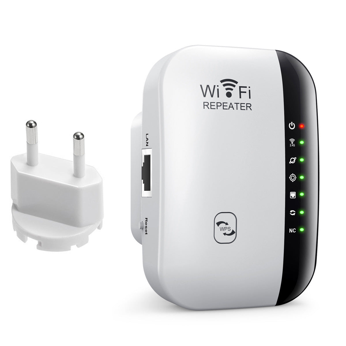 WiFi Network Extender & Range Booster | 2.4GHz, WPS, 802.11b/g/n | AU/EU/UK/US Plug | Black & White