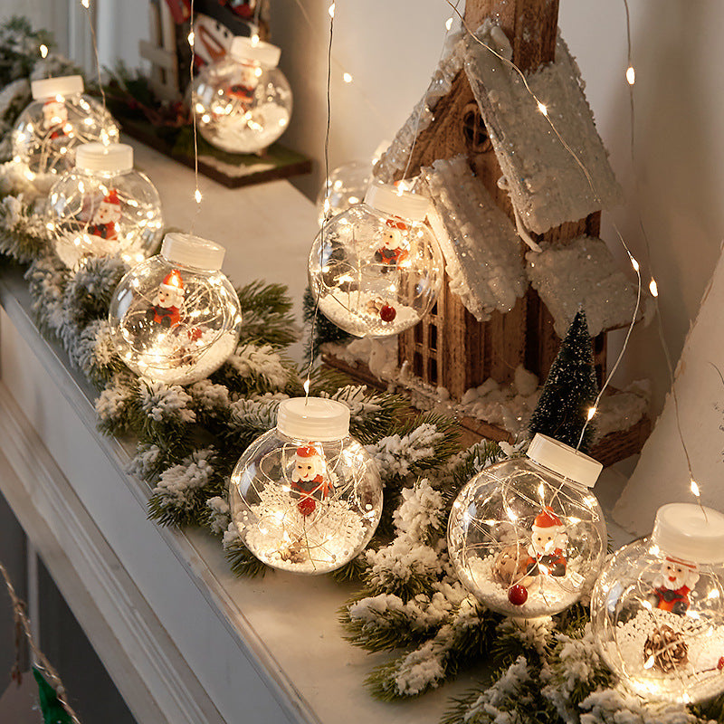 10-Piece LED Christmas Wishing Ball String Lights | PVC | Snowman, Santa & Christmas Tree | Window & Room Decoration | Fairy Curtain Light