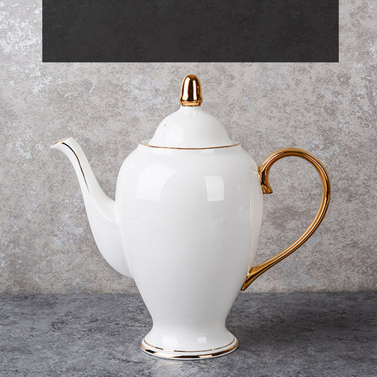 Bone China Gold Hand-Painted Coffee & Tea Set | 6-Person, 200ml Cups, Saucers, Milk Jug & Sugar Bowl, Gold