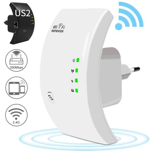 300Mbps WiFi Repeater & Range Extender | 2.4GHz | VPN | WPS | WDS | 802.11b/g/n | EU & US Plug | Black & White | Single, 2-Pack & 3-Pack
