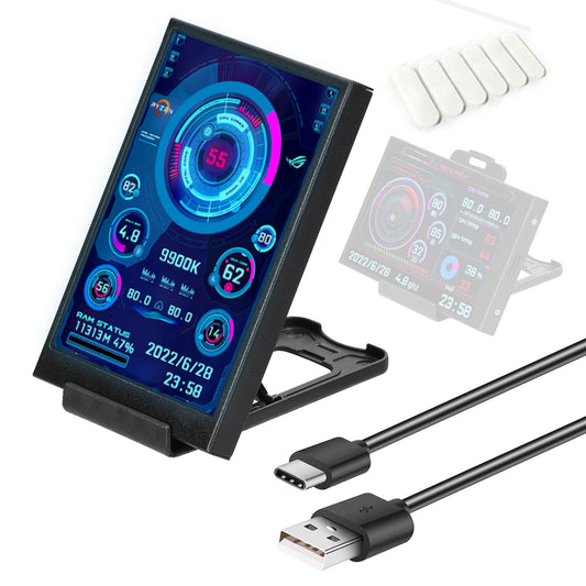 3.5" USB IPS Secondary Monitor | PC Chassis Screen | Date Display | Type-C | IPS Full View