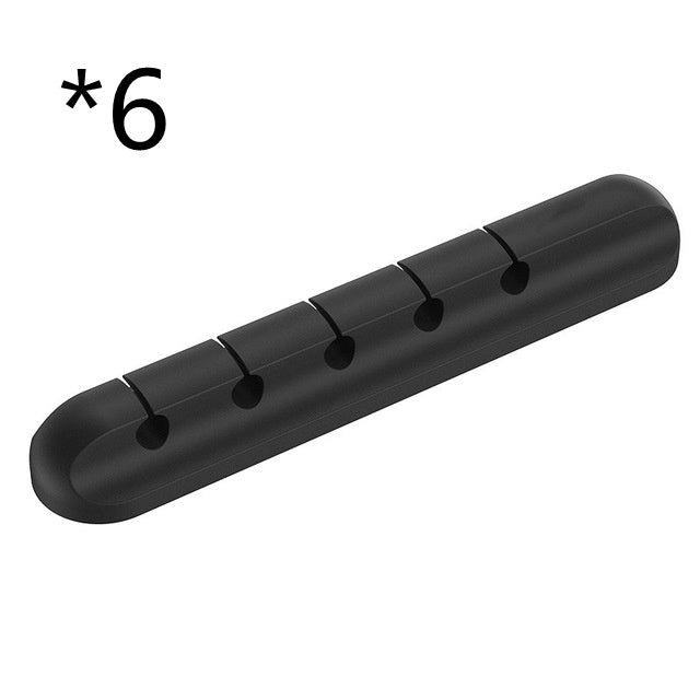 Silicone Desk Cable Management Clips | Self-Adhesive | 3, 5 & 7 Clip Styles | Single, Twin & 6-Pack | USB, Headphone & Desk Wire Organiser | Black