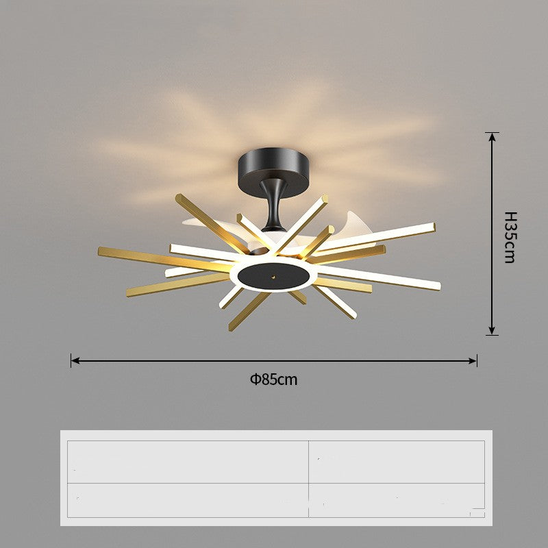 Nordic Light Luxury Iron LED Ceiling Fan Lamp | 3 Sizes 63-100cm, Black & Black Gold, Living Room & Bedroom