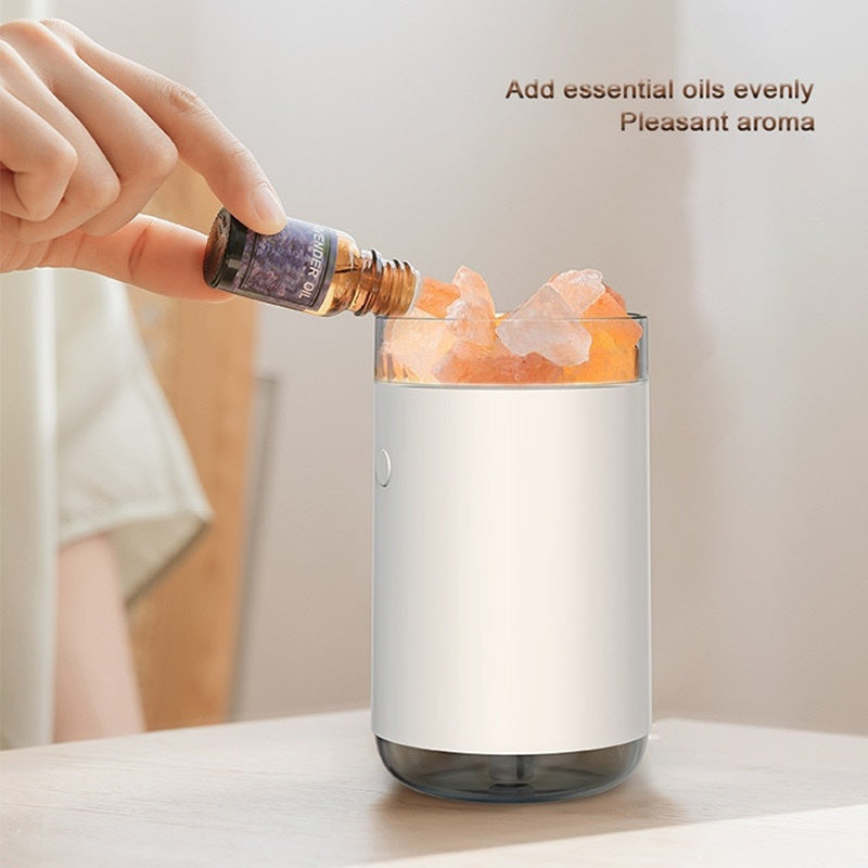 Crystal Salt Stone Humidifier & Aroma Diffuser | USB | 260ml | LED Night Light | Negative Ions | 4–8hr Spray | Blue, Pink & White