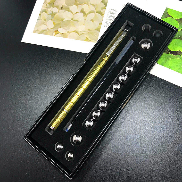 Magnetic Fidget Pen | 13 Magnetic Rings + 12 Steel Balls | Ballpoint + Stylus | Stress Relief & Focus | Gift Box Options | Black, Gold & Silver
