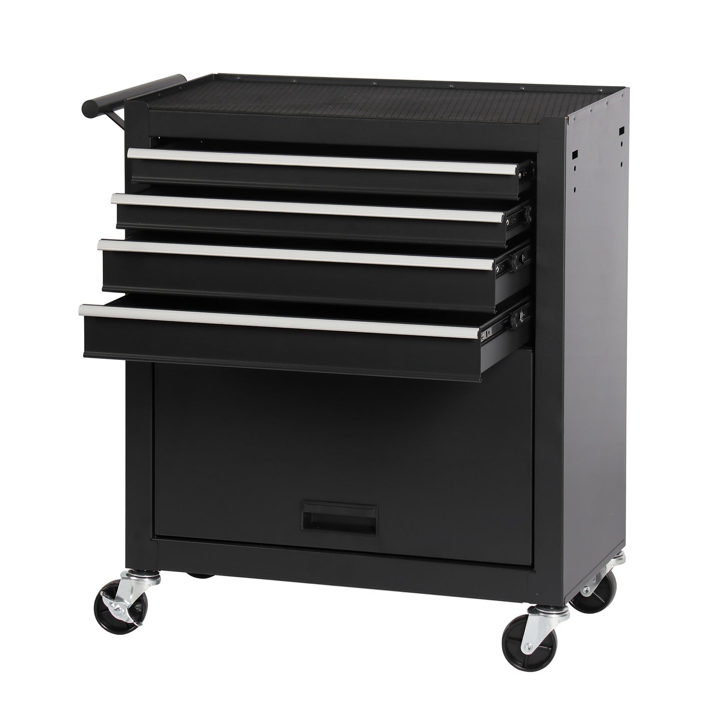 4-Drawer Rolling Tool Cart | Cold-Rolled Steel, 4 Casters, Ball-Bearing Drawers, Garage & Workshop, Black