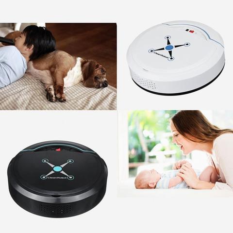Mini Robot Vacuum Cleaner | USB Rechargeable | Auto Obstacle Detection | ABS | 22.8cm | Black & White | Home Floor Sweeper