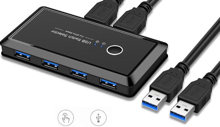 USB KVM Switch Sharer | 2 Computers Share 1 USB Device | USB 2.0 & 3.0 | 5Gbps | Windows, Mac, Linux