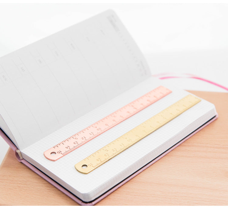 Stainless Steel Ruler Set | 15cm Ruler, Protractor & Square | Rose Gold & Yellow | School & Office