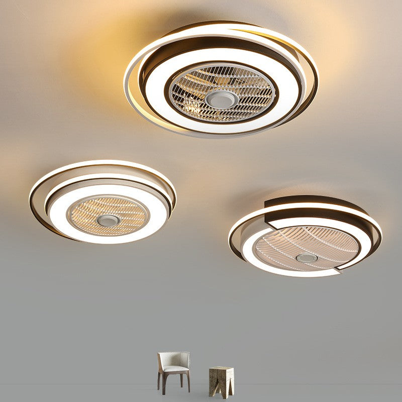 55cm Nordic Iron & Wood LED Ceiling Fan with Light | 3-Speed, Tricolor Dimming, 100-240V, Black & White, 10-20㎡