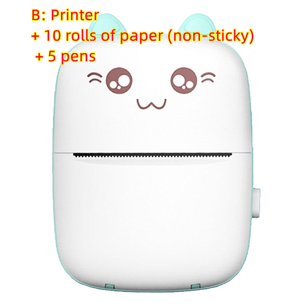 A6 Mini Bluetooth Thermal Printer | 200DPI | 1200mAh | 10mm/s | iOS & Android | Inkless | 11×8×3.5cm | 160g | Green & Pink | Printer & Paper Bundles
