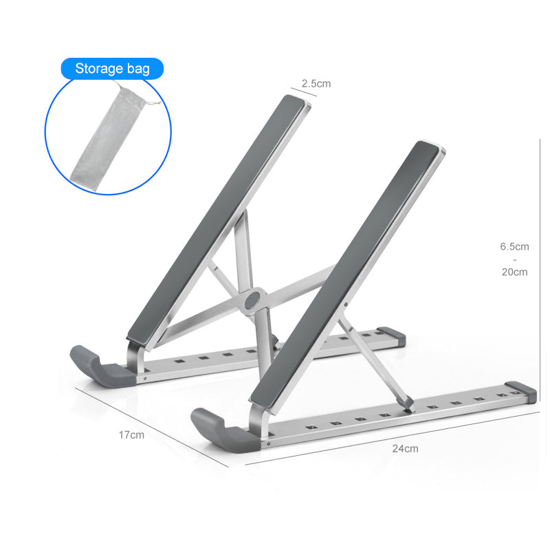 Foldable Adjustable Laptop & Tablet Stand | 11–17" | Height & Angle Adjustable | Heat Dissipation | Non-Slip | Black & Silver