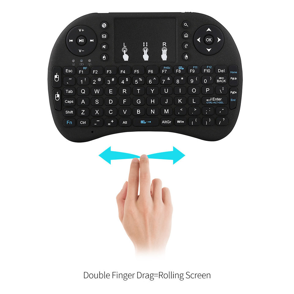 2.4G Wireless Mini Keyboard with Touchpad | 92-Key QWERTY | 15m Range | Smart TV Android Box PC | Black