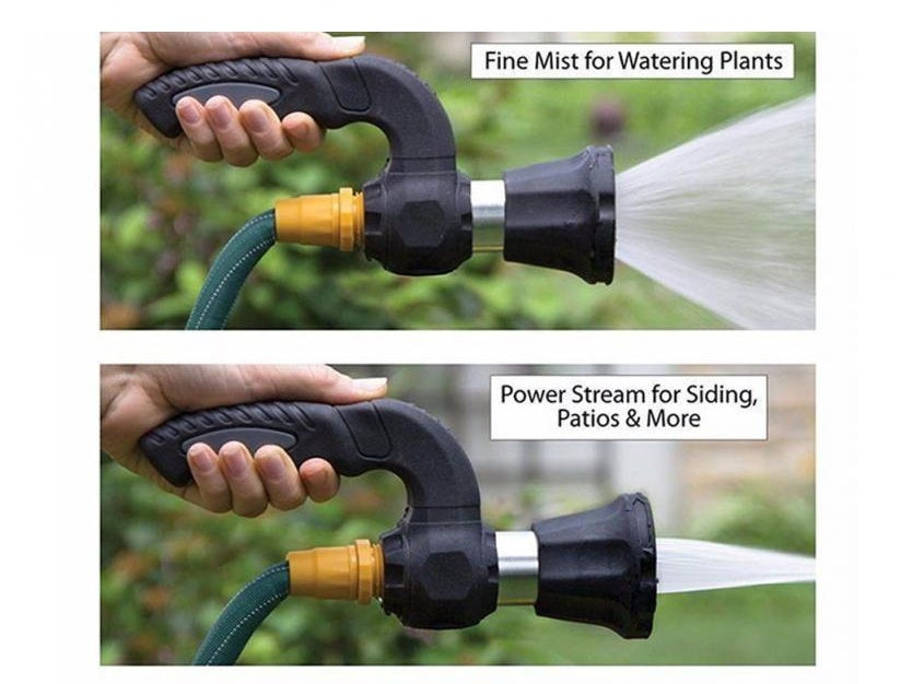 5-Setting Garden Hose Spray Nozzle | ABS + Aluminium Alloy | 23×6.5×11cm | Fits 5/8" Hose | Ergonomic Handle | Lawn, Garden & Car Washing | Black