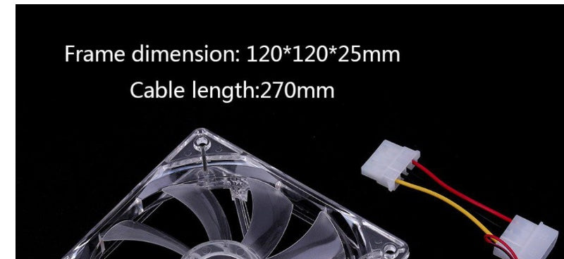 120mm PC Case Cooling Fan | 12V, 1100 RPM, 22 dB | LED Colors | Oil Bearing | 30,000hr Lifespan