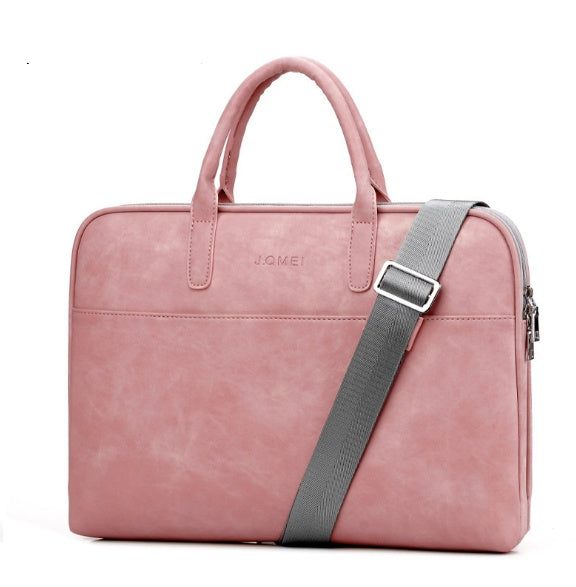 Faux Leather Laptop Shoulder Bag for Women | 13.3"–17.3" | Waterproof, Multi-Pocket | Black, Pink, Red