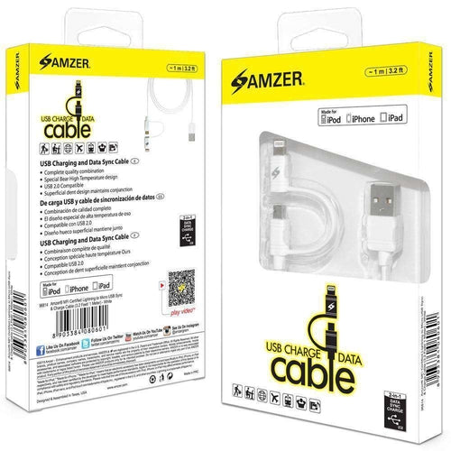MFi Certified 2-in-1 Lightning & Micro USB Sync & Charge Cable – 1M