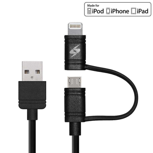 MFi Certified 2-in-1 Lightning & Micro USB Sync & Charge Cable – 1M