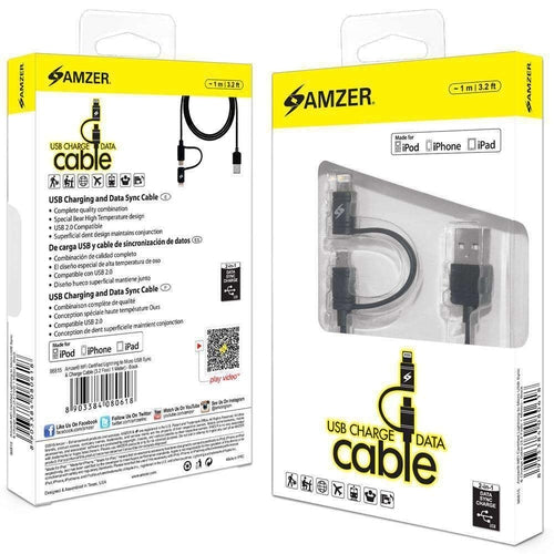 MFi Certified 2-in-1 Lightning & Micro USB Sync & Charge Cable – 1M