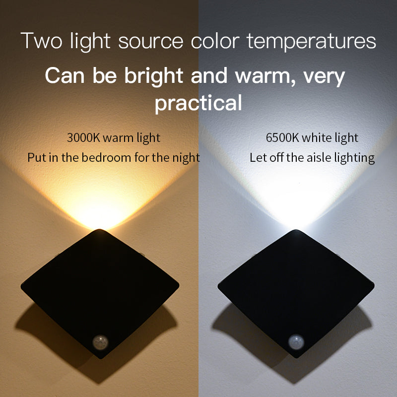 PIR Motion Sensor Wall Night Light | 1200mAh | 3–5m Range | 120° | ON/OFF/AUTO | AAA & USB | White & Yellow Light