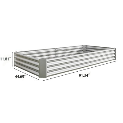 Metal Raised Garden Bed Kit | 7.6'×3.7', 27 cu.ft, Anti-Rust, Open Bottom, 10-Min Assembly, Silver
