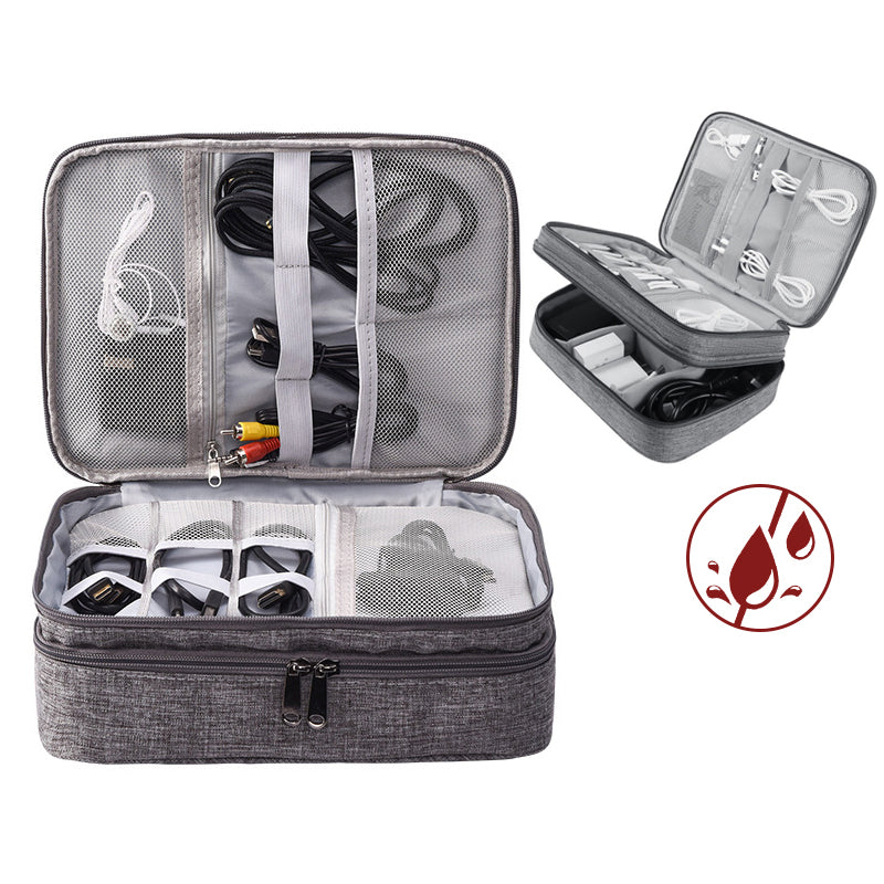 Double Layer Electronics Organizer Bag – Waterproof Travel Cable Case