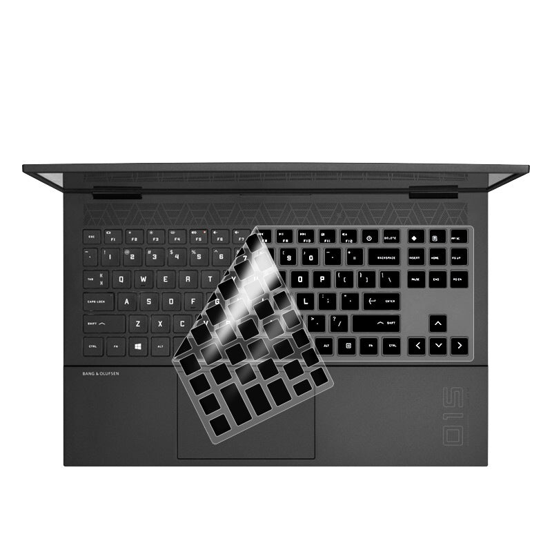15.6" Keyboard Cover Skin for HP Shadow Elf 6 Ryzen | PVC, Transparent, Translucent Black & White