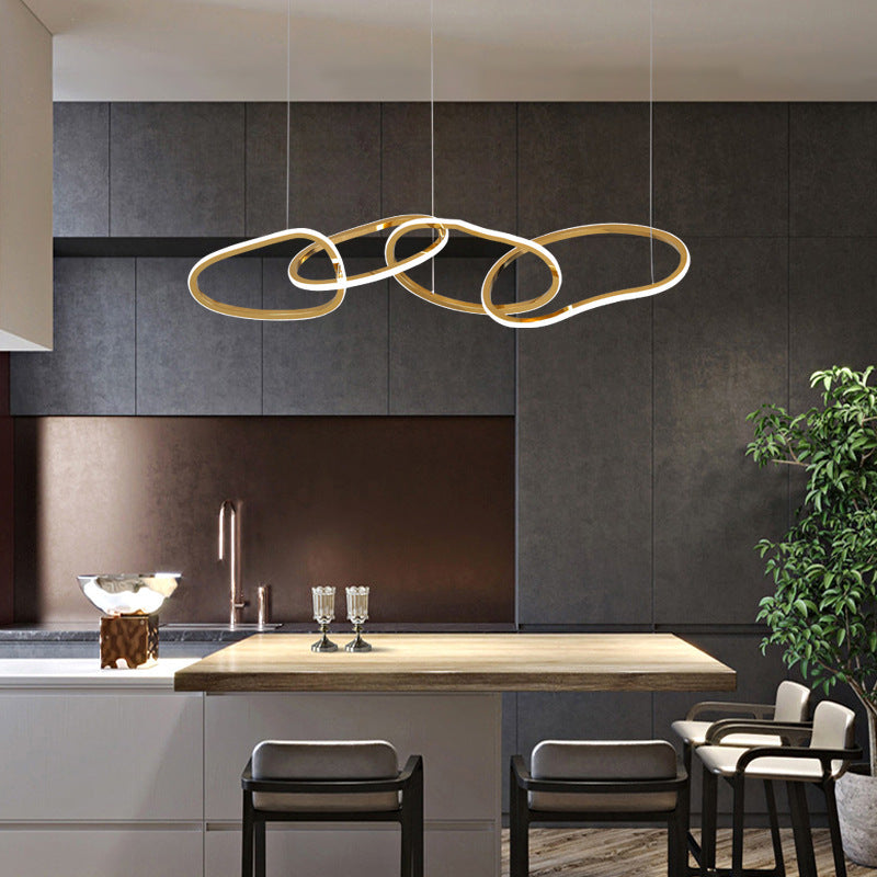 Postmodern Grass Rattan & Glass Ring LED Chandelier | 3-6 Rings, Stepless Dimming, 111-240V, 15-30㎡