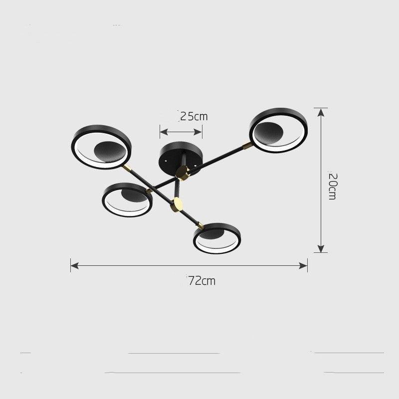 AH-3535 Nordic Glass Molecular LED Ceiling Light | Tricolor Dimming, 4/6/8 Heads, Ø720mm, CE Certified, 220V
