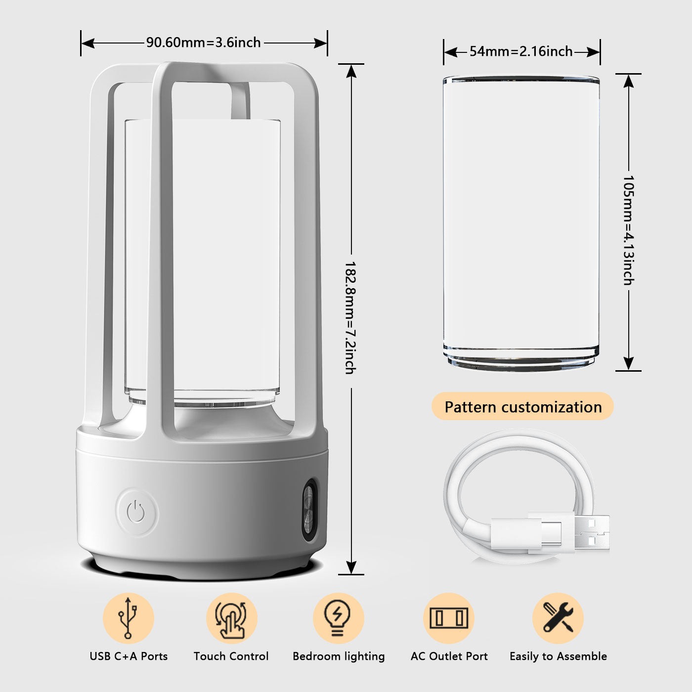 2-in-1 Bluetooth Speaker & LED Night Lamp | Acrylic & Crystal | Touch Sensor | 2,500mAh | 5W | Wireless Charging | 13 Motifs | Black & White | Valentine's Day Gift | Home & Party Decor
