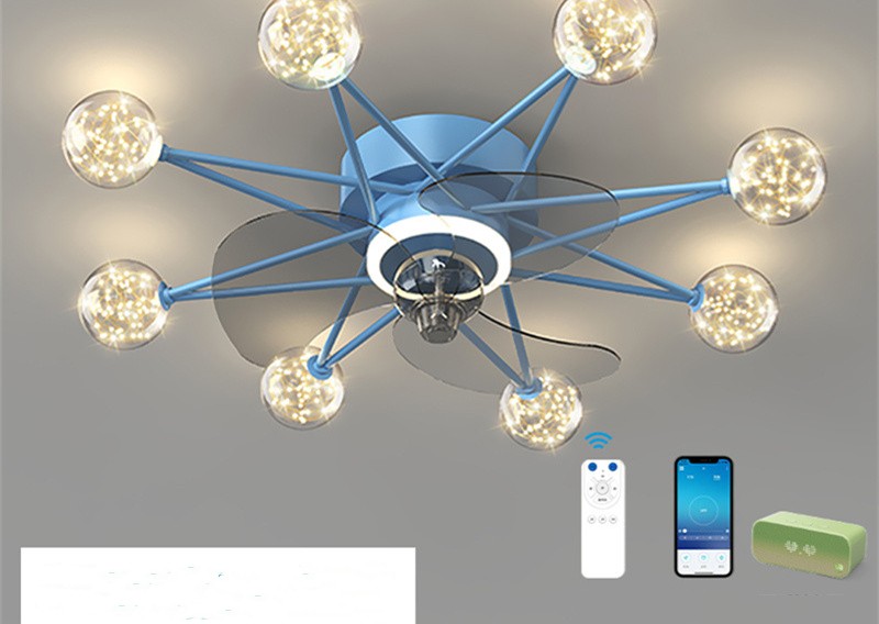 Nordic Starry Sky LED Ceiling Fan Light | 4 Colours, 2 Shade Styles, 30,000h, 111-240V, 10-15㎡, Kids & Living Room