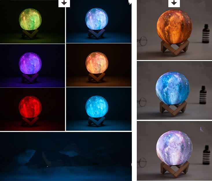 3D Moon Lamp Night Light | 3/7/16 Colour Modes | Touch & Remote | USB Rechargeable | 500mAh | 8–22cm | PVC+ABS | Bedroom & Gift