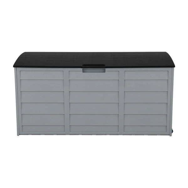 260L Outdoor Garden Storage Box with Wheels | 75 Gal, UV-Resistant, Lockable, Weatherproof, Black & Grey