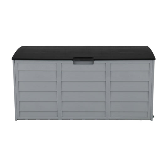 260L Outdoor Garden Storage Box with Wheels | 75 Gal, UV-Resistant, Lockable, Weatherproof, Black & Grey