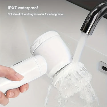 Electric Spin Cleaning Brush | USB Rechargeable | Handheld | Automatic Rotary | ABS + Nylon | Bathroom, Kitchen & Tile Scrubber | White