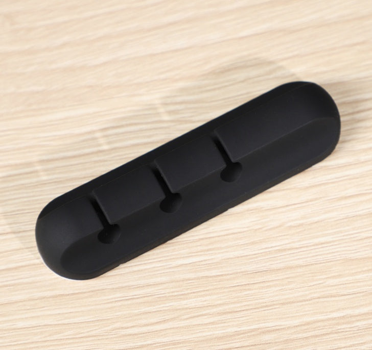 Silicone Desk Cable Management Clips | Self-Adhesive | 3, 5 & 7 Clip Styles | Single, Twin & 6-Pack | USB, Headphone & Desk Wire Organiser | Black