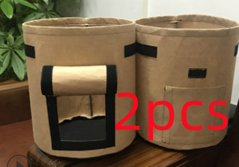Non-Woven Plant Grow Bag | Breathable & Degradable | Side Harvest Window | Double Handles | Reusable | Small, Medium & Large | 1–6pc Packs | Potato, Tomato & Vegetable Growing | Black, Green, Camel Brown & Light Gray