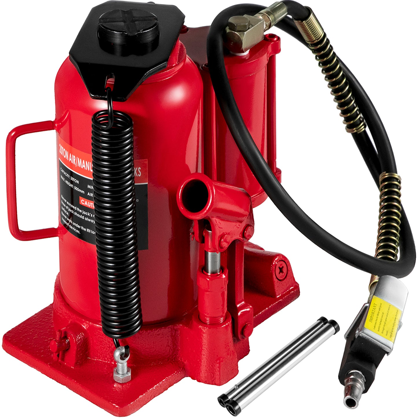 20-Ton Vertical Hydraulic Pneumatic Jack | Dual Operation, Heavy-Duty Steel, Workshop & Industrial Use