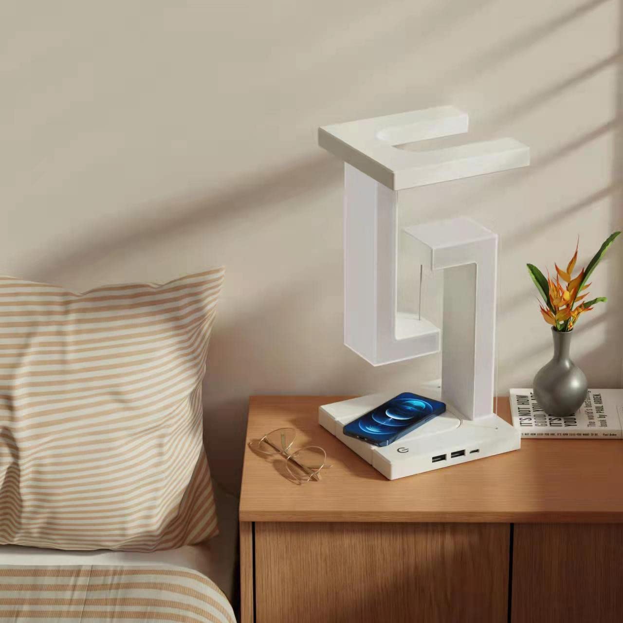 Magnetic Levitation Foldable LED Desk Lamp | Touch Control, Flicker-Free Eye Protection, USB, Optional Wireless Charging