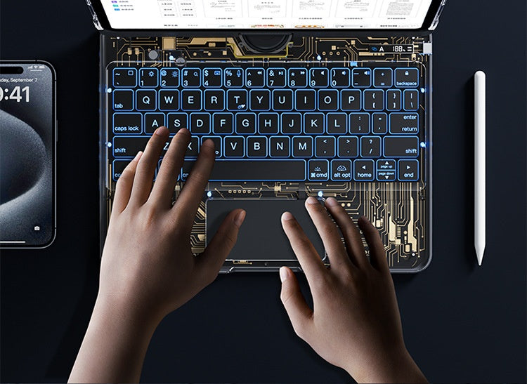 360° Rotating iPad Keyboard Case with Trackpad | Bluetooth | Scissor-Switch | Pen Slot | 5 Colors