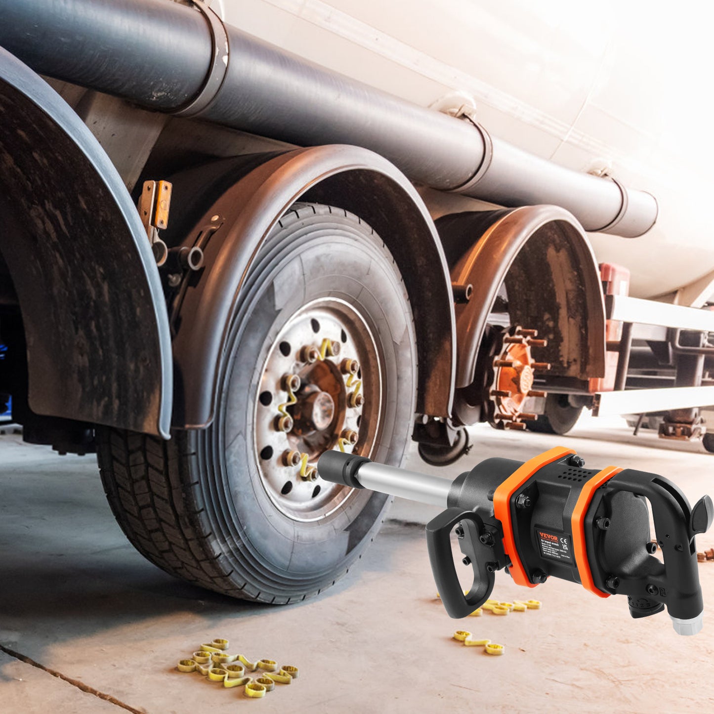 VEVOR 1" Air Impact Wrench | 3160 ft-lbs Reverse Torque, 8" Extended Anvil, Pneumatic Impact Gun & Case
