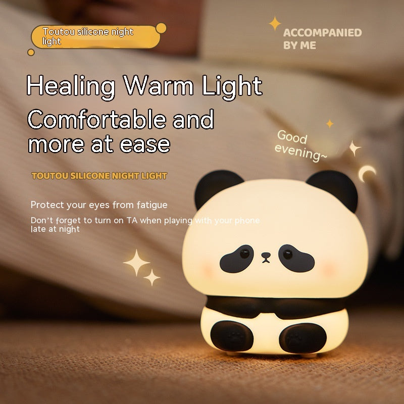 Panda Silicone LED Rechargeable Touch Night Light | 2W | 1200mAh | 6hr Battery | 3-Speed Brightness | USB Charging | 109×99.5×105mm | Colour-Changing | Bedroom, Kids & Gift