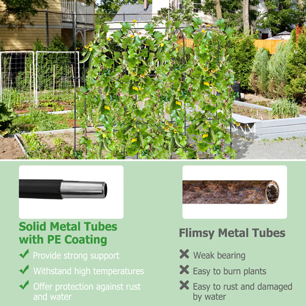 71" U-Shaped Garden Arched Trellis | PE-Coated Metal, Adjustable Width, Climbing Plants, Black
