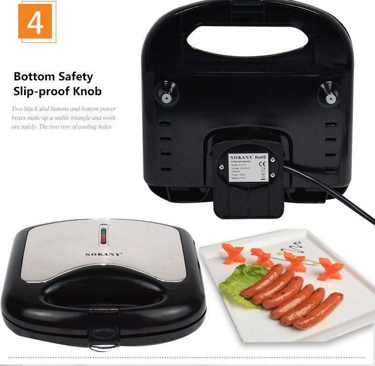 Electric Hot Dog & Sausage Roller Grill | 750W | Non-Stick | 220V | AU, EU & UK Plug | Black