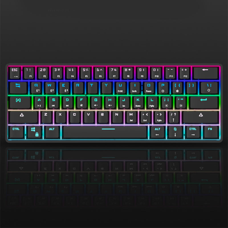 Wireless Bluetooth Mechanical Keyboard | Colorful PBT Keycaps | 29.5×11×4cm | 10m Range | Desktop, Laptop & Tablet | Black & White